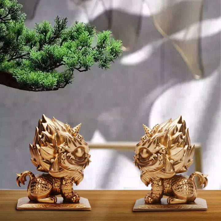 Buddha Stones Lion Statue Strength Resin Home Office Decoration - image 0
