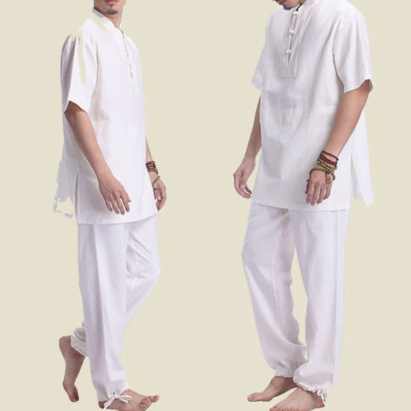 Buddha Stones Spiritual Zen Meditation Prayer Practice Cotton Linen Clothing Men's Set - image 8