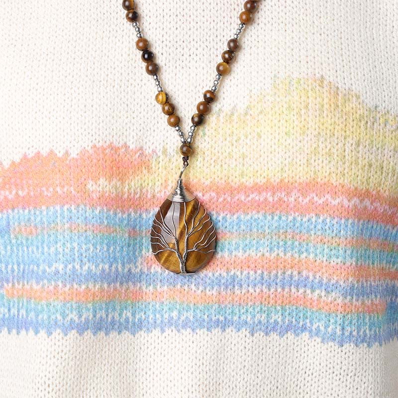 Buddha Stones Natural Tiger Eye Strength Beaded Pendant Necklace - image 4