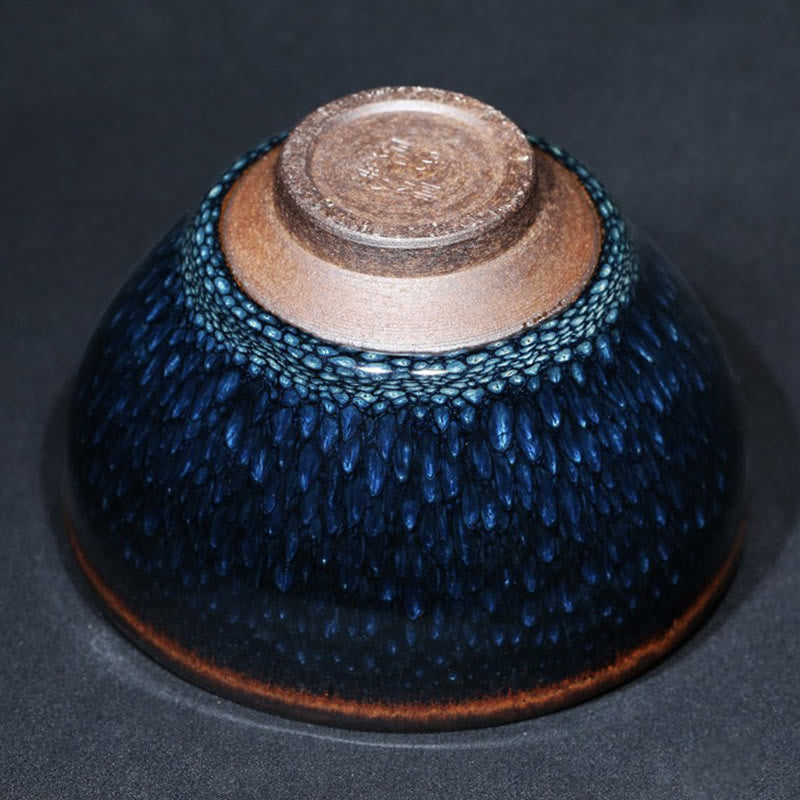 Buddha Stones Handmade Blue Francolinus Spot Chinese Jianzhan Ceramic Teacup Kung Fu Tea Cup Bowl - image 13