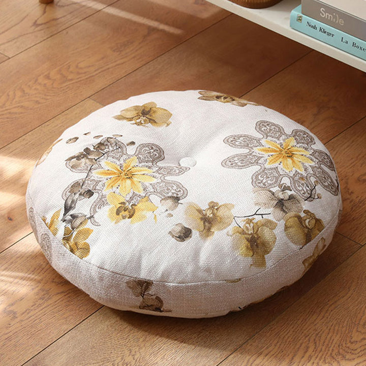 Buddha Stones Lotus Simple Pattern Linen Meditation Seat Cushion Home Living Room Decoration - Detachable - Approx. 40cm × 10cm (slight variation possible) - MintCream - image 19