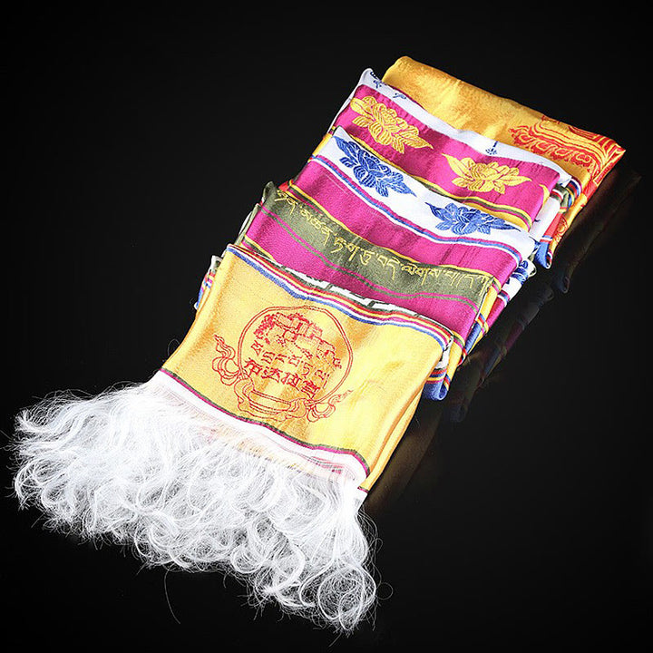 Tibetan Lucky Blessing Multicolored Lotus Mantra Jacquard Khata Decoration - image 7