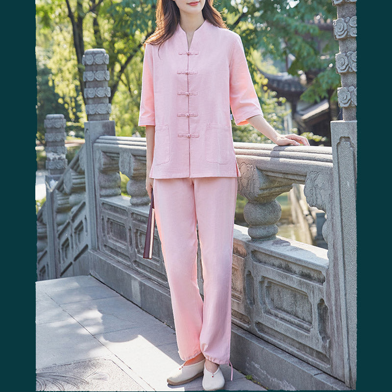 Buddha Stones Spiritual Zen Practice Yoga Meditation Prayer Uniform Cotton Linen Clothing Women's Set - image 6