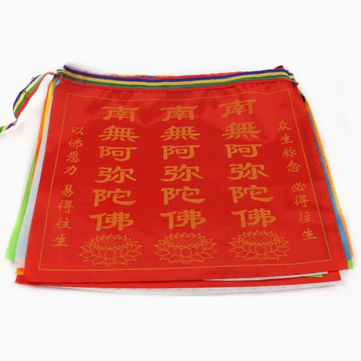 Buddha Stones Tibetan 7 Colors Windhorse Letter Auspicious Lotus Outdoor 21 Pcs Prayer Flag - image 26