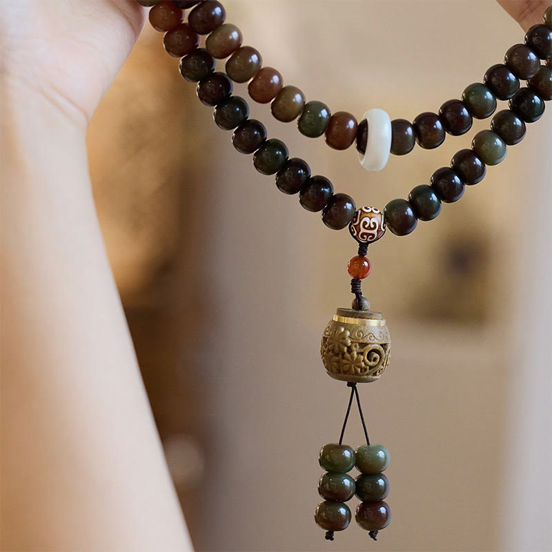 Buddha Stones 108 Mala Beads Dunhuang Color Bodhi Seed Dzi Bead Keep Away Evil Spirits Bracelet - image 2