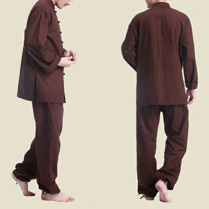 Buddha Stones Chinese Frog Button Design Meditation Prayer Cotton Linen Spiritual Zen Practice Yoga Clothing Men's Set - image 16