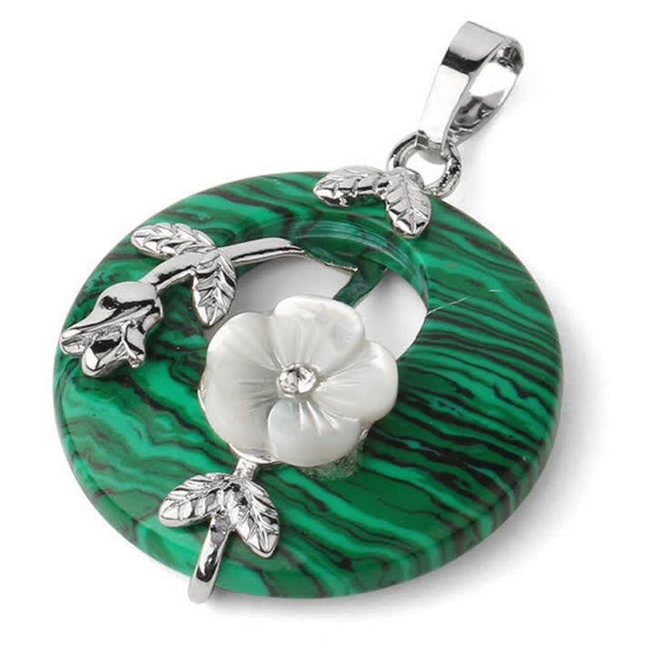 Buddha Stones Various Crystal Amethyst Green Aventurine Flower Healing Necklace Pendant - Malachite - image 13