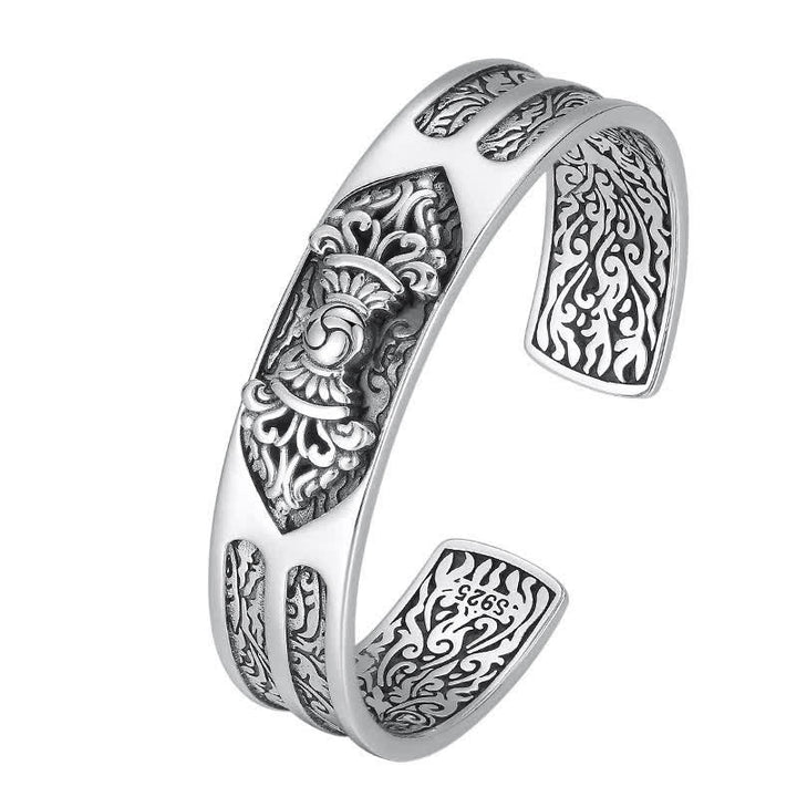 Buddha Stones 925 Sterling Silver Vajra Dorje Engraved Spiritual Power Bracelet Bangle - image 6