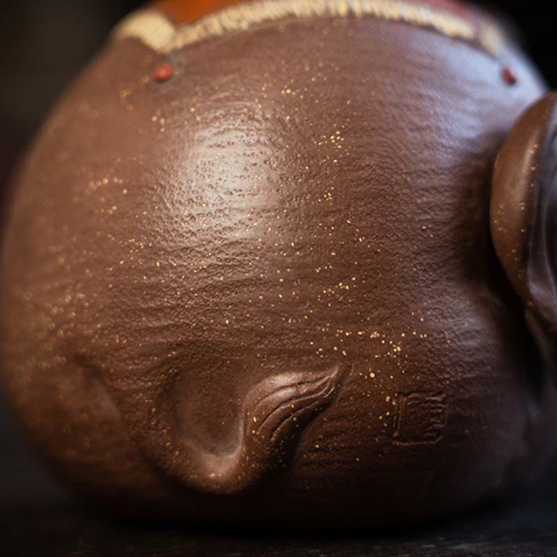 Buddha Stones Cute Elephant Auspicious Clouds Purple Clay Ceramic Teapot - image 6