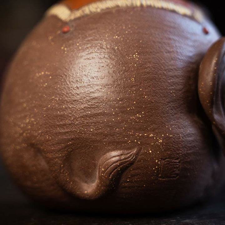 Buddha Stones Cute Elephant Auspicious Clouds Purple Clay Ceramic Teapot - image 6