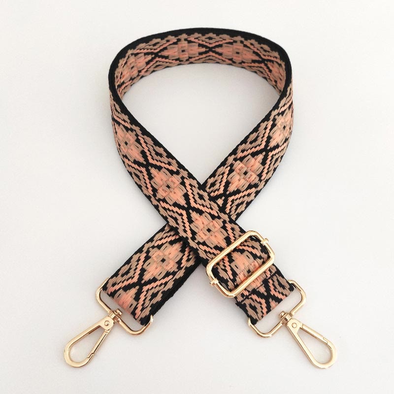 Buddha Stones Multicolor Embroidered Shoulder Bag Straps - Black Pink - image 7
