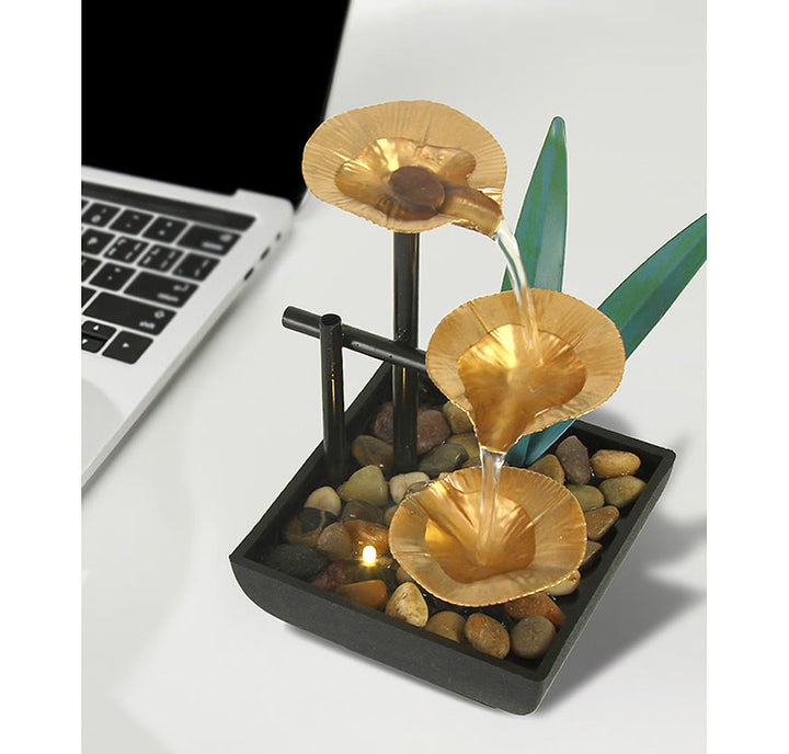 Buddha Stones Three Layers Waterfall Fountain Tabletop Lotus Ornaments With River Rocks Desktop Decoration - image 11