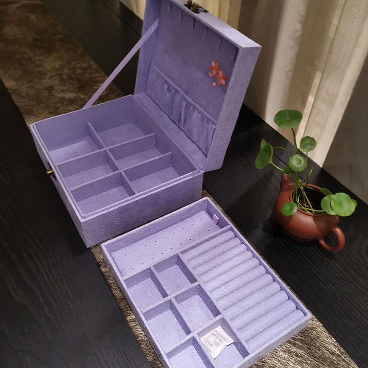 Buddha Stones Purple Phoenix Jewelry Box Organizer Two-Layer Jewelry Storage Box Flannel Box - image 4