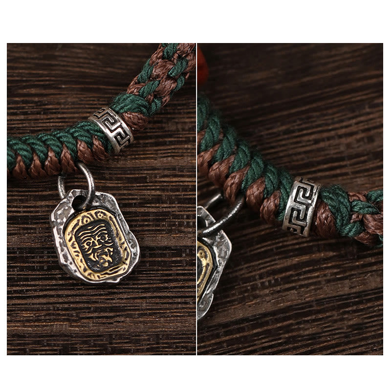Buddha Stones Handmade Tibetan Silver 925 Sterling Silver Zakiram Goddess of Wealth Camel Bone Protection Braided Bracelet - image 14