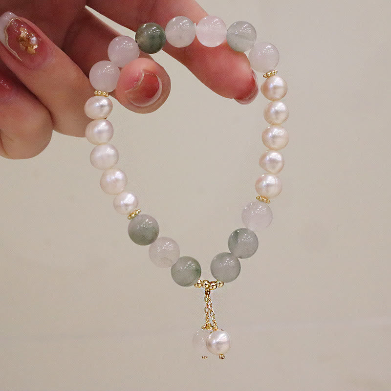 Buddha Stones Natural Pearl Jade Healing Sincerity Bracelet - image 4