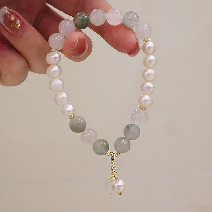 Buddha Stones Natural Pearl Jade Healing Sincerity Bracelet - image 4