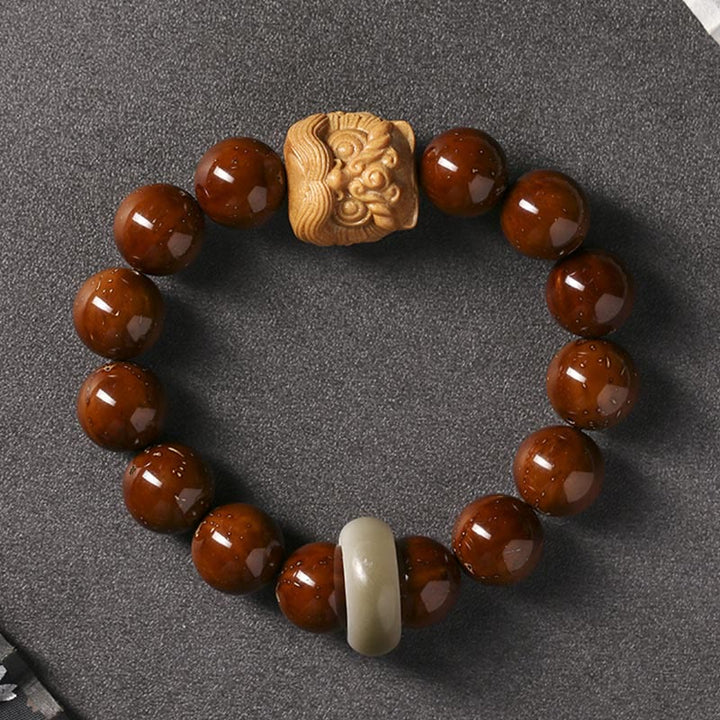 Buddha Stones Purple Bodhi Seed Dancing Lion Wisdom Bracelet - image 13