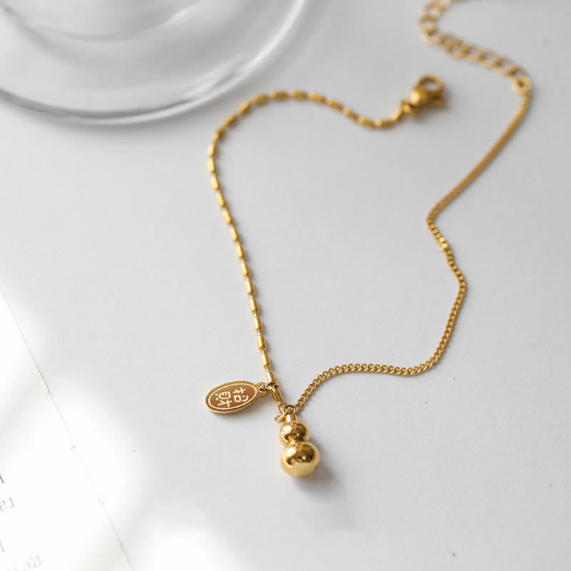 Buddha Stones 18k Gold Lucky Gourd Design Wealth Buckle Anklet - image 3
