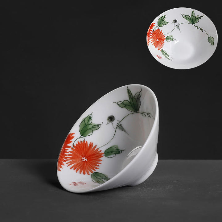Buddha Stones Vintage Plum Orchid Bamboo Chrysanthemum Lotus Koi Fish Ceramic Teacup Kung Fu Tea Cups - Chrysanthemum 8.5cm*3.5cm*60ml - image 6