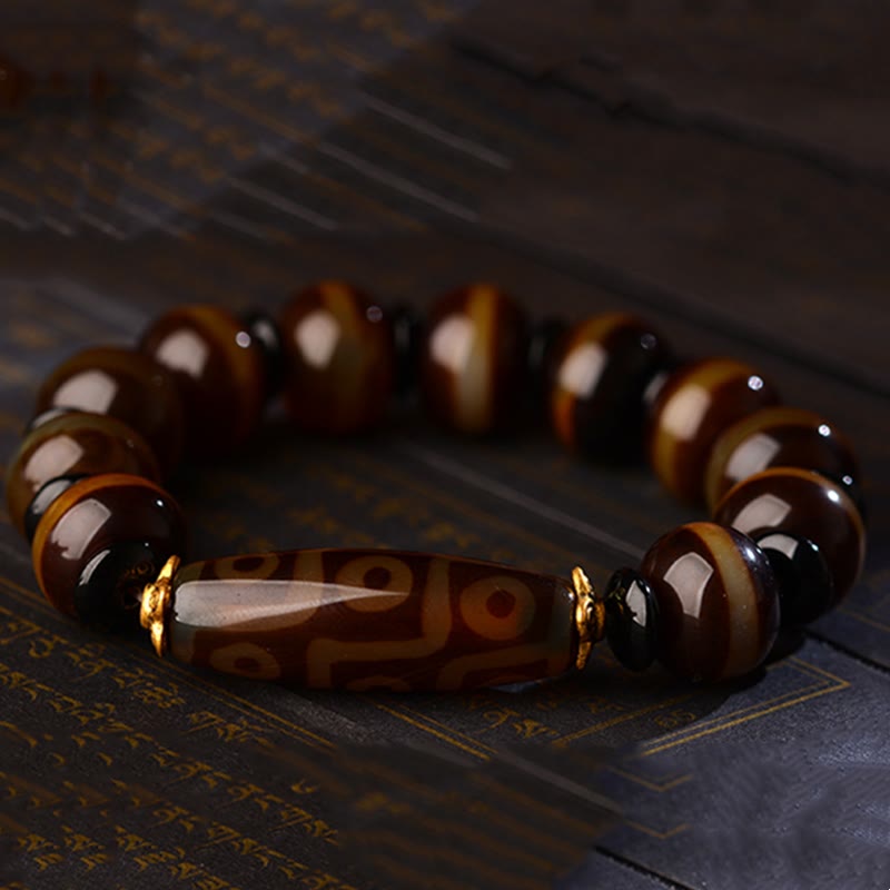 Buddha Stones Tibetan Natural Nine-Eye Dzi Bead Agate Wealth Blessings Bracelet - image 7