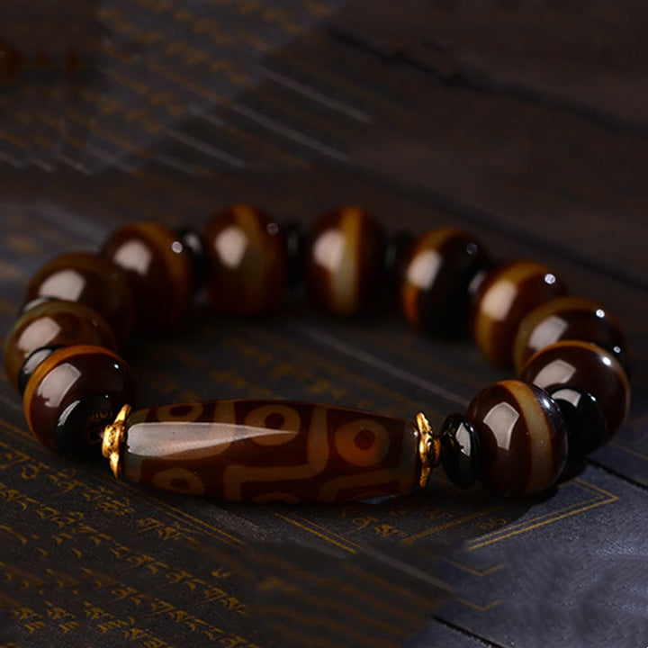 Buddha Stones Tibetan Natural Nine-Eye Dzi Bead Agate Wealth Blessings Bracelet - image 7