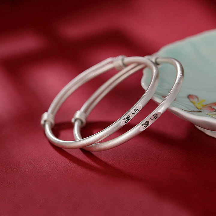 Buddha Stones 999 Sterling Silver Peace And Joy Protection Kids Child Bracelet Bangle - image 3