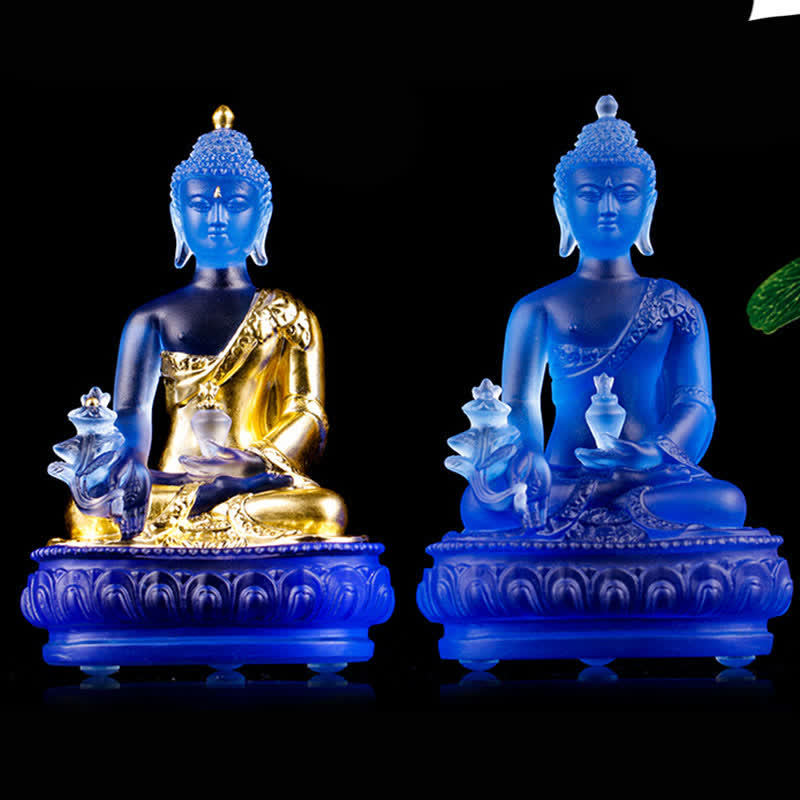 Buddha Stones Medicine Buddha Handmade Liuli Crystal Art Piece Compassion Statue Home Office Offering Decoration - image 20