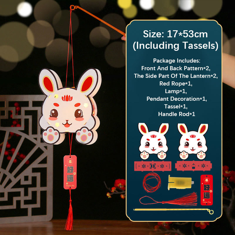 Buddha Stones DIY Good Luck Cute Rabbit Paper Lantern Lamp Mid-Autumn Festival Lantern Decoration - Good Luck Rabbit Lantern - image 2