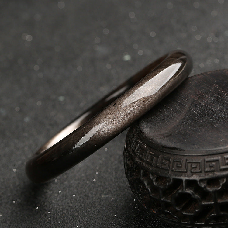Buddha Stones Gold Sheen Obsidian Silver Sheen Obsidian Protection Bracelet Bangle - image 11