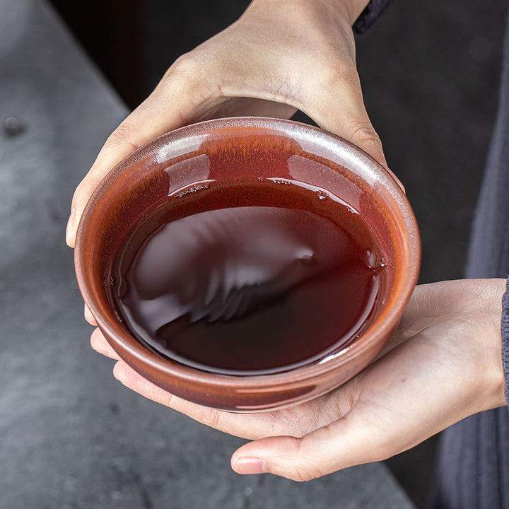 Buddha Stones Vintage Red Brown Chinese Jianzhan Porcelain Teacup Kung Fu Tea Cup - image 5