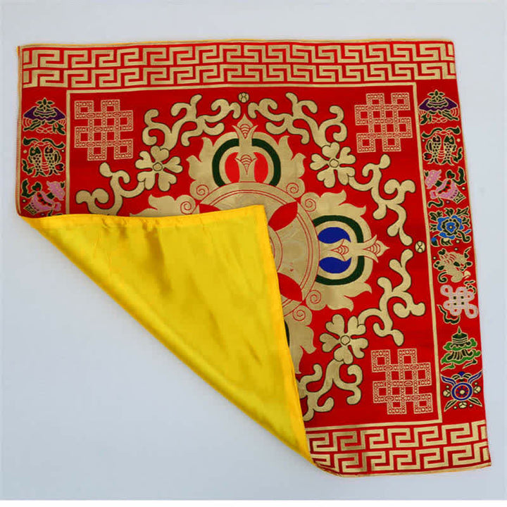 Flower Endless Knot Prayer Altar Mat Healing Meditation 8 Auspicious Symbols Mat Table Runner - image 9