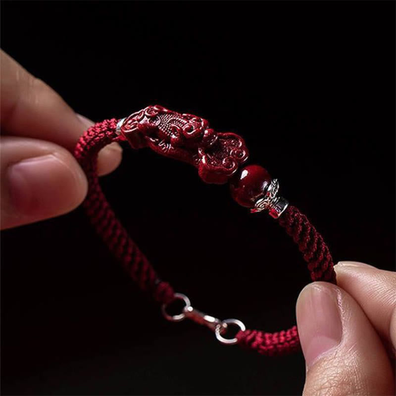 Buddha Stones Handcrafted PiXiu Cinnabar Wealth Luck Braided Bracelet - image 3