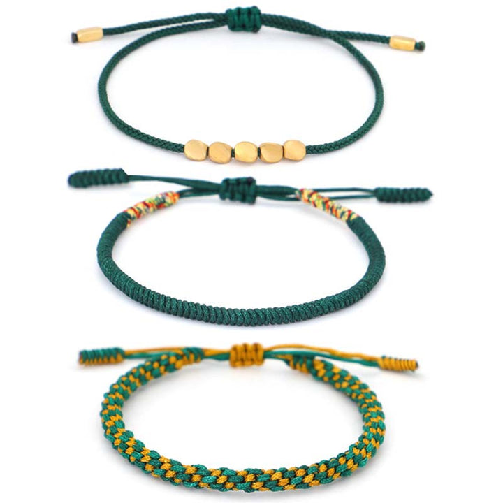 Buddha Stones 3 PCS Tibetan Copper Beads Healing Protection Luck Bracelet Set - image 12