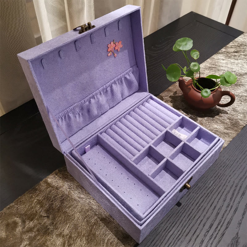 Buddha Stones Purple Phoenix Jewelry Box Organizer Two-Layer Jewelry Storage Box Flannel Box - image 6