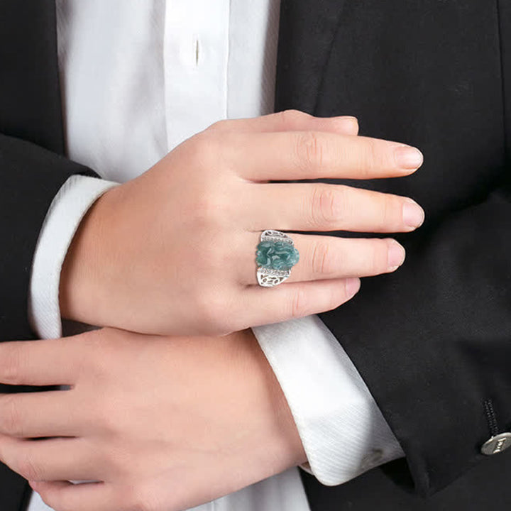 Buddha Stones 925 Sterling Silver Fengshui Wealth Prosperity Jade PiXiu Luck Ring - image 11