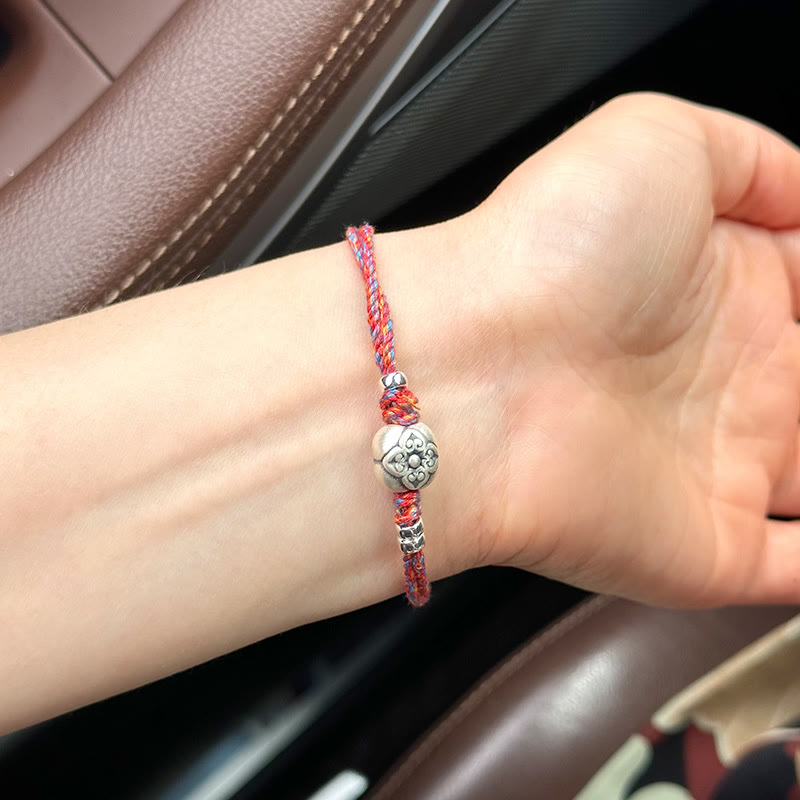 Buddha Stones 999 Sterling Silver Persimmon Luck Multicolored Braided Bracelet - image 25