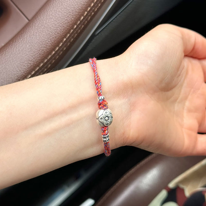 Buddha Stones 999 Sterling Silver Persimmon Luck Multicolored Braided Bracelet - image 25