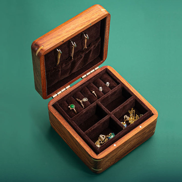 Antique Flower Leaf Handmade Rosewood Jewelry Storage Box Wooden Gift Organizer Box - image 8