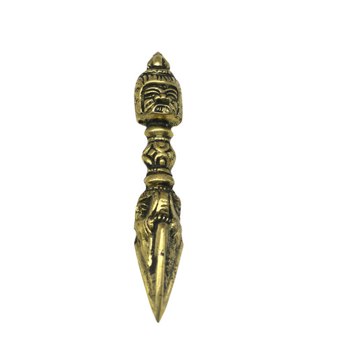Buddha Stones Handmade Nepal Small Vajra Dorje Engraved Enlightenment Copper Decoration - image 8