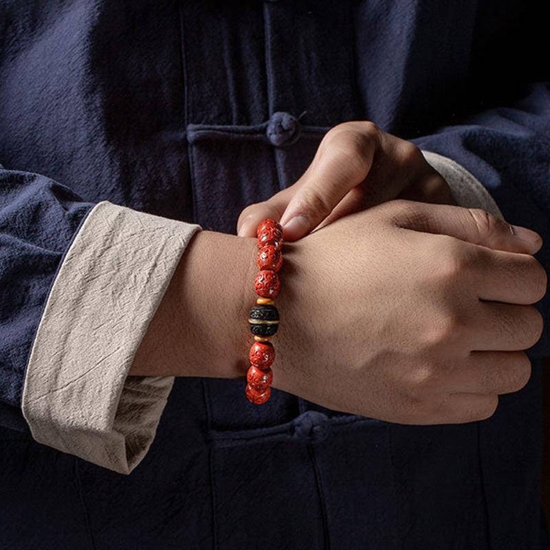 Buddha Stones Natural Cinnabar Ebony Calm Blessing Bracelet - image 3