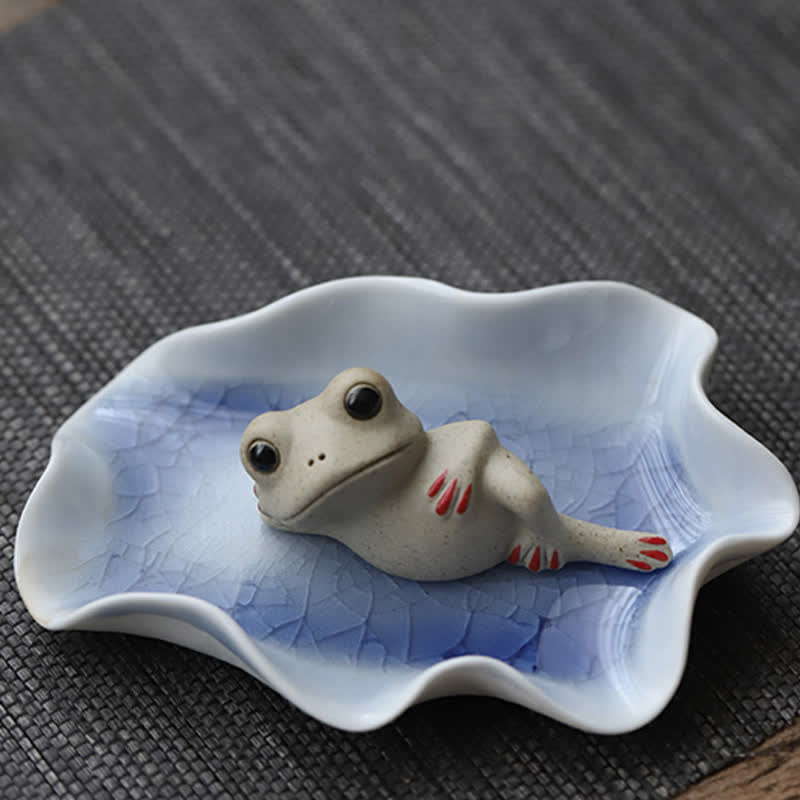 Meditating Ceramic Small Frog Statue Decoration - Sleeping Frog - image 4