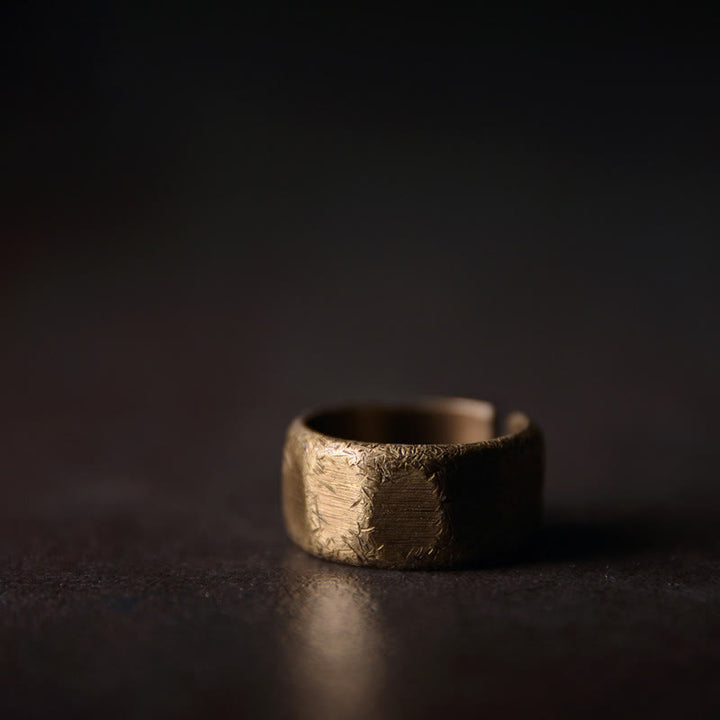 Buddha Stones Tibetan Simple Design Copper Brass Frosted Wealth Ring - 10mm - 56.2mm - image 8