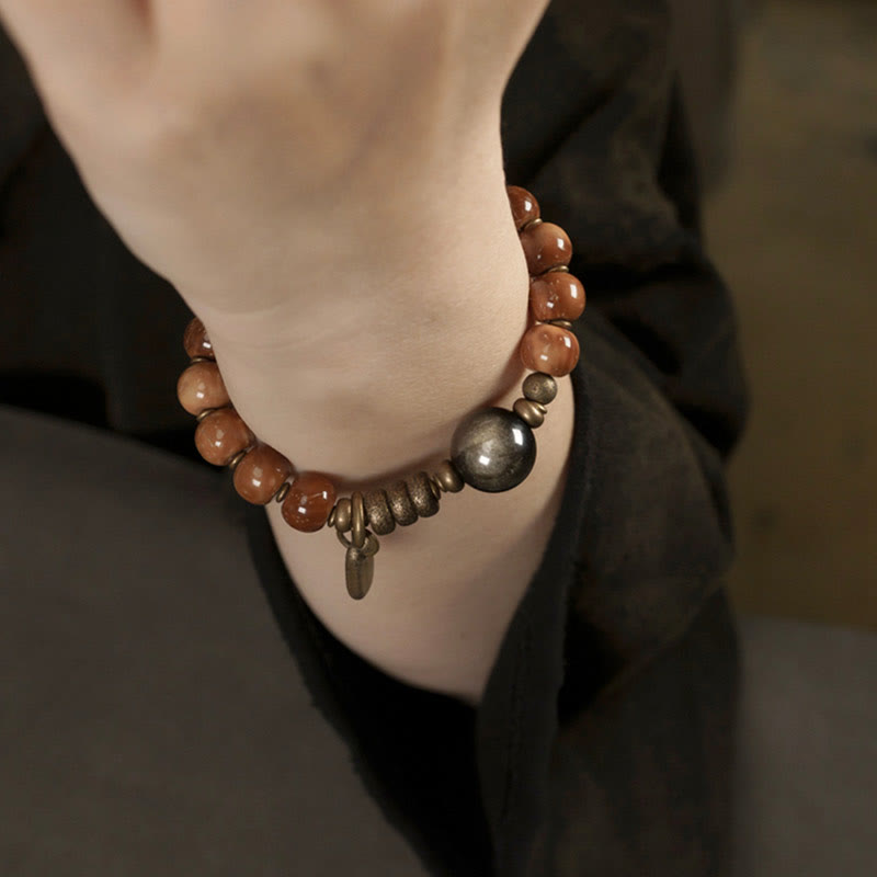Buddha Stones Kuka Seed Tiger Eye Gold Sheen Obsidian Copper Wealth Luck Bracelet - image 12