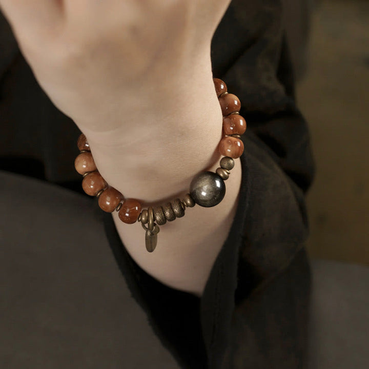 Buddha Stones Kuka Seed Tiger Eye Gold Sheen Obsidian Copper Wealth Luck Bracelet - image 12