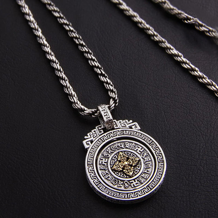 Buddha Stones Tibetan Om Mani Padme Hum Double Dorje Vajra Rotatable Purity Peace Necklace Pendant - Om Mani Padme Hum Double Dorje Vajra - image 6