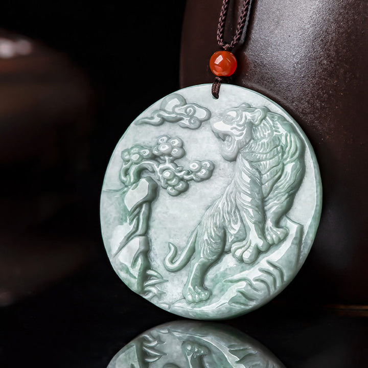 Buddha Stones Chinese Zodiac Tiger Jade Protection Necklace String Pendant - image 6