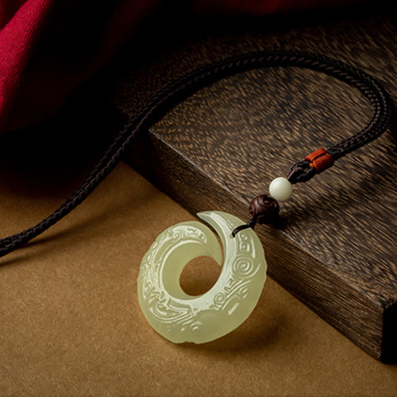 Buddha Stones Peace Buckle Jade Small Leaf Red Sandalwood Cinnabar Agate Luck Necklace Pendant - image 2