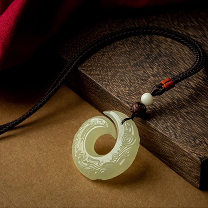 Buddha Stones Peace Buckle Jade Small Leaf Red Sandalwood Cinnabar Agate Luck Necklace Pendant - image 2