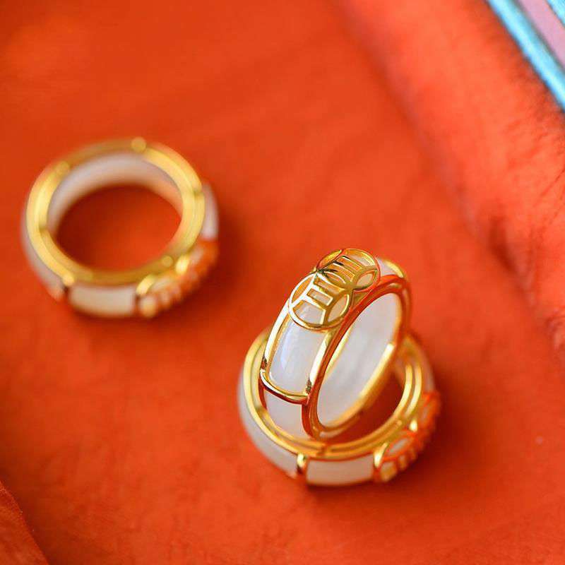 Buddha Stones White Jade Luck Ring Necklace - image 3
