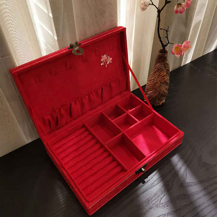 Buddha Stones Flowers Dragonfly Jewelry Box Organizer Single Layer Jewelry Storage Box Flannel Box - image 18